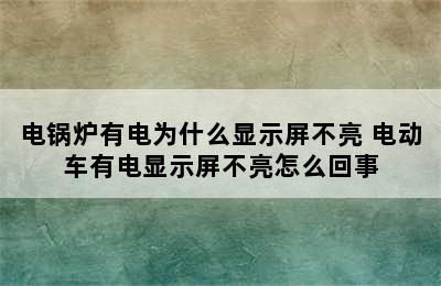 电锅炉有电为什么显示屏不亮 电动车有电显示屏不亮怎么回事